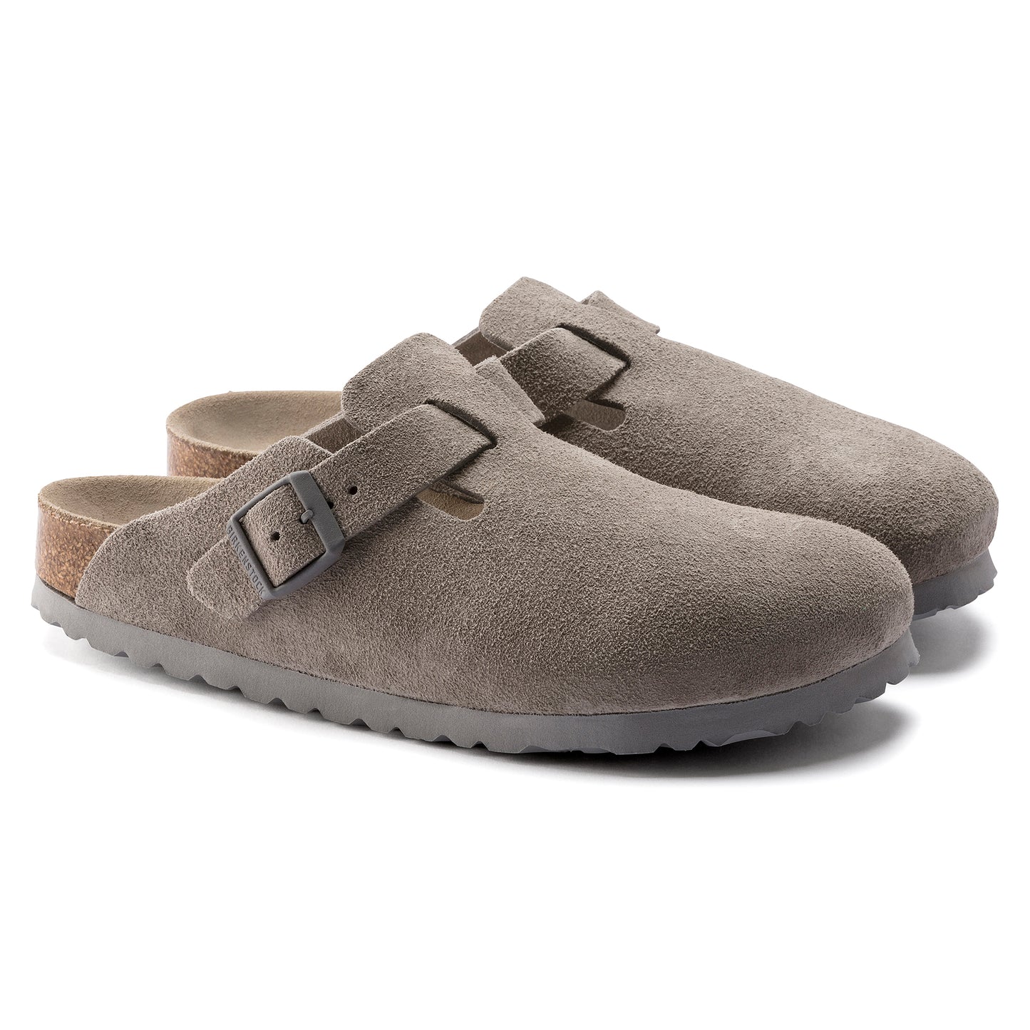 Birkenstock Unisex Boston Soft Footbed Suede Leather - Stone Coin