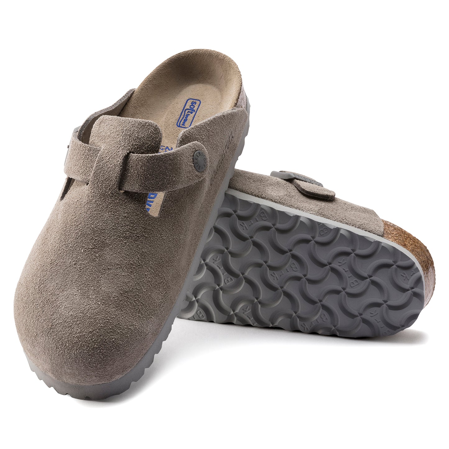 Birkenstock Unisex Boston Soft Footbed Suede Leather - Stone Coin