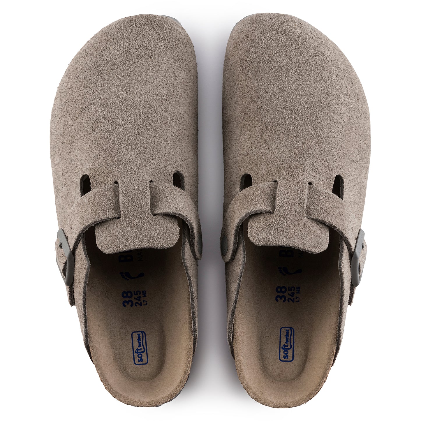 Birkenstock Unisex Boston Soft Footbed Suede Leather - Stone Coin