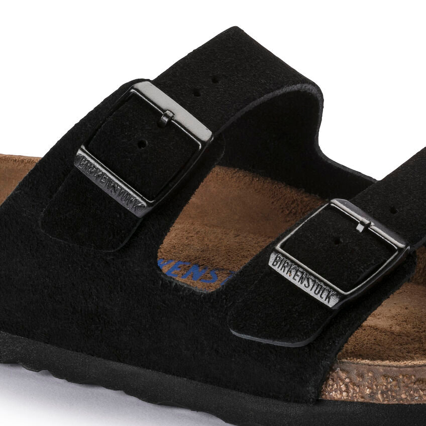 Birkenstock Unisex Arizona Soft Footbed Suede Leather - Black