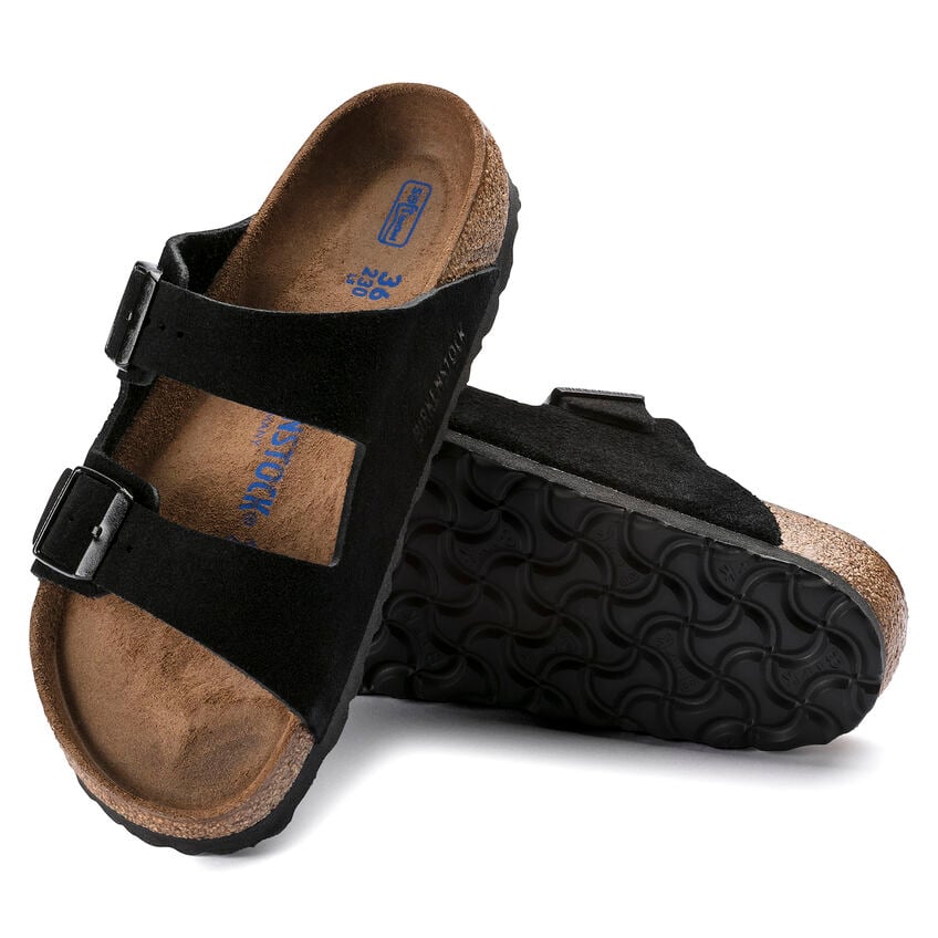 Birkenstock Unisex Arizona Soft Footbed Suede Leather - Black