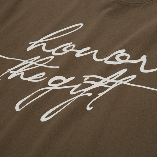 Honor The Gift Script Tee - Olive