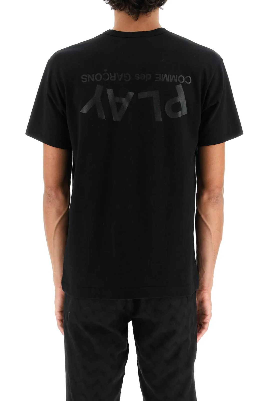 Comme des Garçons PLAY Logo Text T-Shirt - Black/Black
