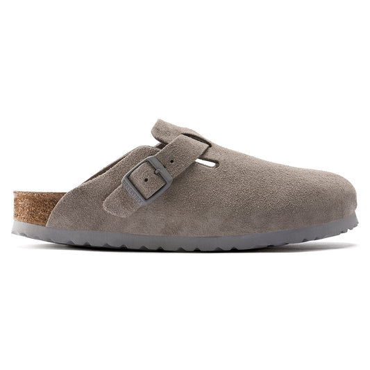Birkenstock Unisex Boston Soft Footbed Suede Leather - Stone Coin