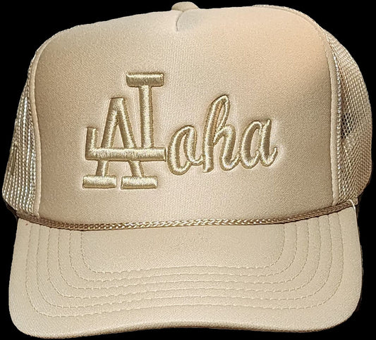 Island Workz ALoha Trucker Hat Cream